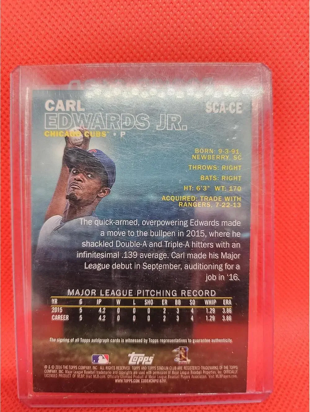 Carl Edwards Jr. 2016 Topps Stadium Club Autograph Rookie